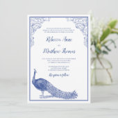 Invitation Carton d'invitation de mariage de paon (Debout devant)