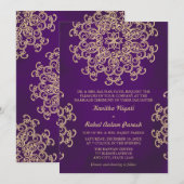 INVITATION CARTON D'INVITATION DE MARIAGE DE STYLE INDIEN VIO (Devant / Derrière)