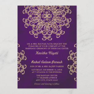 INVITATION CARTON D'INVITATION DE MARIAGE DE STYLE INDIEN VIO