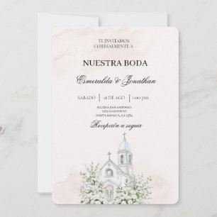 Invitation Carton d'invitation de mariage d'église espagnole