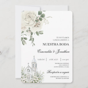 Invitation Carton d'invitation de mariage d'église espagnole
