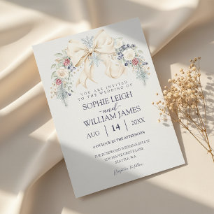 Invitation Carton d'invitation de mariage d'hiver avec ruban