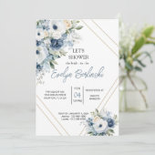 Invitation Carton d'invitation de mariage Dusty Blue (Debout devant)