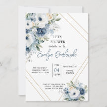Carton d'invitation de mariage Dusty Blue