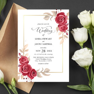 Invitation Carton d'invitation de mariage élégant à cadre dor