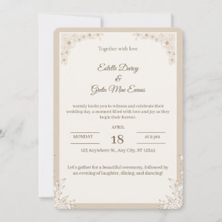 Invitation Carton d'invitation de mariage élégant avec motifs