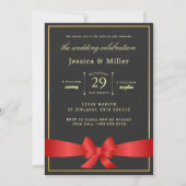 Invitation Carton d'invitation de mariage élégant avec ruban (Devant)