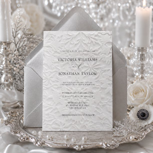 Invitation Carton d'invitation de mariage élégant blanc hiver