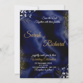 Invitation Carton d'invitation de mariage élégant bleu marine (Devant)