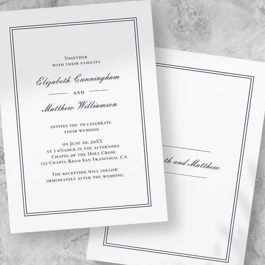 Invitation Carton d'invitation de mariage élégant classique e