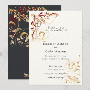 Invitation Carton d'invitation de mariage élégant tourbillon