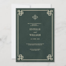 Carton d'invitation de mariage élégant vert émerau