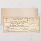 Invitation Carton d'invitation de mariage élégant vintage ave (Devant / Derrière)