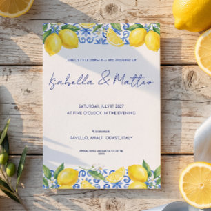 Invitation Carton d'invitation de mariage en carreaux bleus a