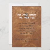 Invitation Carton d'invitation de mariage en cuir occidental  (Dos)