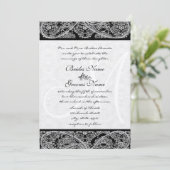 Invitation Carton d'invitation de mariage en damas à monogram (Debout devant)