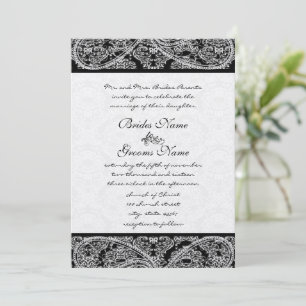 Invitation Carton d'invitation de mariage en damas à pois noi