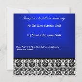 Invitation Carton d'invitation de mariage en damas bleu royal (Dos)