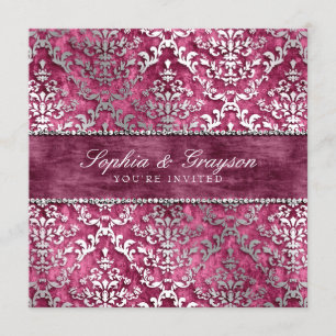 Invitation Carton d'invitation de mariage en damassé scintill