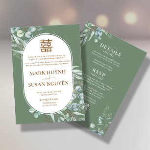 Invitation Carton d'invitation de mariage en eucalyptus vietn