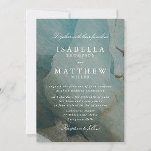 Invitation Carton d'invitation de mariage en marbre émeraude