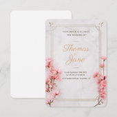 Invitation Carton d'invitation de mariage en marbre rose Fleu (Devant / Derrière)