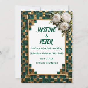 Invitation Carton d'invitation de mariage en mosaïque d'or ém