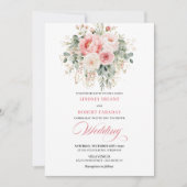 Invitation Carton d'invitation de mariage en or floral rose r (Devant)