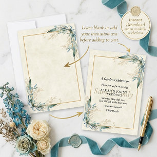 Invitation Carton d'invitation de mariage en vert et or à pet