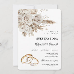 Invitation Carton d'invitation de mariage espagnol à fleurs b