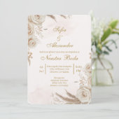 Invitation Carton d'invitation de mariage espagnol floral boh (Debout devant)