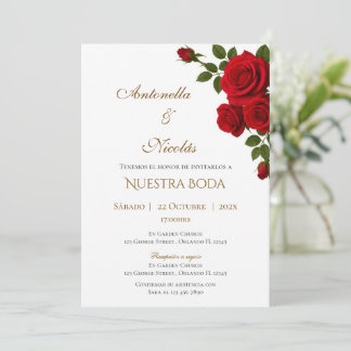 Invitation Carton d'invitation de mariage espagnol floral bor