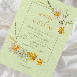 Invitation Carton d'invitation de mariage Feuilles d'automne