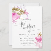 Invitation Carton d'invitation de mariage flamant rose tropic (Devant)