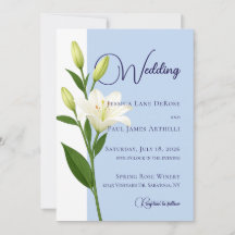 Carton d'invitation de mariage Fleur de Lys Bleu P