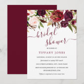 Invitation Carton d'invitation de mariage Fleur rouge Bourgog (Devant / Derrière)