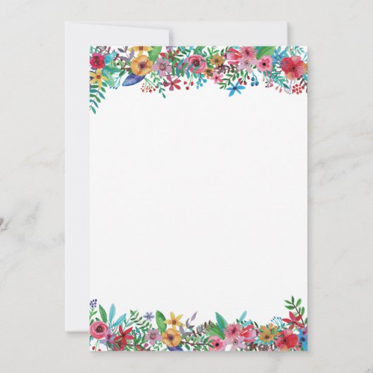 Invitation Carton d'invitation de mariage Fleurs Colorées (Dos)