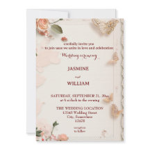 Carton d'invitation de mariage Fleurs élégantes Pe