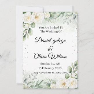 Invitation Carton d'invitation de mariage floral à la verdure
