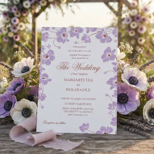 Invitation Carton d'invitation de mariage floral à l'anémone