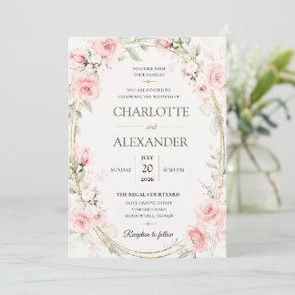 Invitation Carton d'invitation de mariage floral à l'aquarell