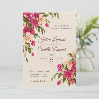 Invitation Carton d'invitation de mariage floral à l'aquarell