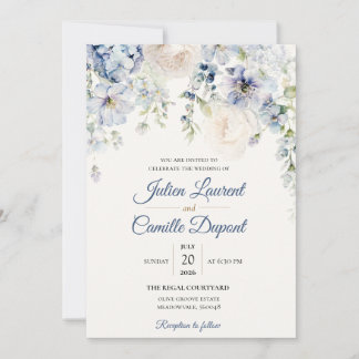 Invitation Carton d'invitation de mariage floral à l'aquarell