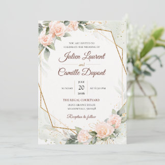 Invitation Carton d'invitation de mariage floral à l'aquarell