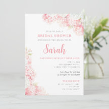 Carton d'invitation de mariage floral à l'hortensi