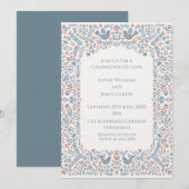 Invitation Carton d'invitation de mariage floral art populair (Devant / Derrière)