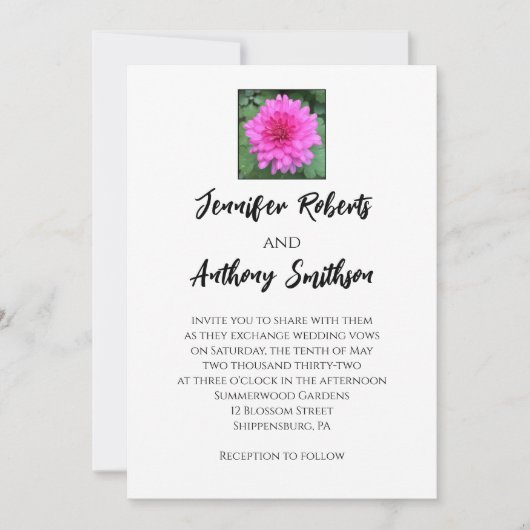 Invitation Carton d'invitation de mariage floral au chrysanth (Devant)