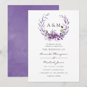 Invitation Carton d'invitation de mariage floral au pavot vio