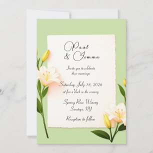 Invitation Carton d'invitation de mariage floral au vert saug