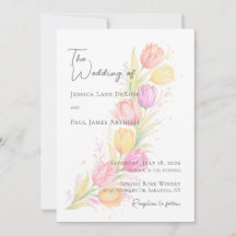 Carton d'invitation de mariage floral aux tulipes